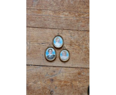 Three 19th Central oval portrait miniatures on ivory, infant members of the Boulderson family, 5cm by 4cm, framed (3)