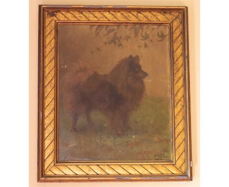 English School, early 20th Century, a portrait of a dog, indistinctly signed and dated 1910 l.r., oil on canvas, 67cm by 54cm