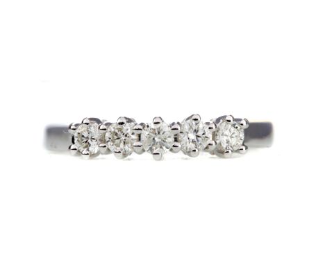 DIAMOND FIVE STONE RING, the round brilliant cut diamonds totalling approximately 0.50 carats, eighteen carat white gold, siz