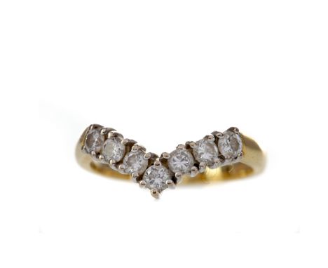 DIAMOND WISHBONE RING, set with round brilliant cut diamonds totalling approximately 0.40 carats, in eighteen carat gold, siz