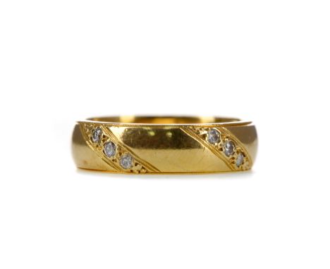 DIAMOND SET WEDDING BAND, the round brilliant cut diamonds totalling approximately 0.12 carats, in eighteen carat gold, size 