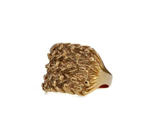 GOLD DRESS RING, 18mm wide, in nine carat gold, size X 1/2, 10.9g