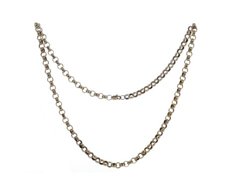 GOLD BELCHER CHAIN, marked 375 to the jump ring, 53.5cm long, 34g