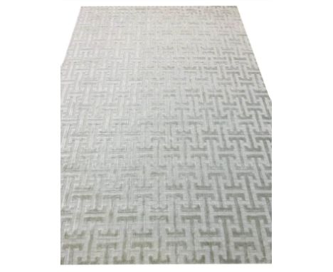 CONTEMPORARY ART DECO DESIGN SILK CARPET, 300cm x 200cm, geometric silver field. 