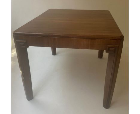 ART DECO EXTENDING DINING TABLE, solid walnut extending with an additional leaf by Waring &amp; Gillows Lancaster, 180cm x 91