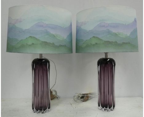 R V ASTLEY TABLE LAMPS, two, 64cm H, with shades. (2) 