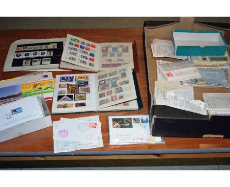 A large collection of China, Hong Kong and Malaya Postcards, Stamps and Ephemera, nine albums of stamps, loose sheets, first 