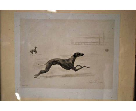 Maud Earl (1864-1934) Running Greyhound, pencil signed print, published by the Berlin Photographic Company c1903, 25cm by 32c