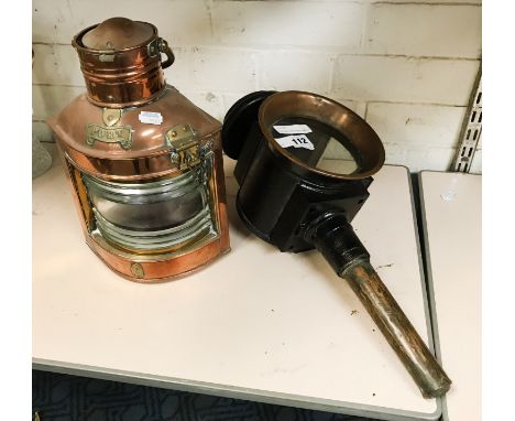 VINTAGE COPPER SHIPS LAMP - PORT SIDE &amp; A CARRIAGE LAMP
