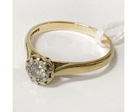 18CT GOLD DIAMOND SOLITAIRE RING - SIZE R