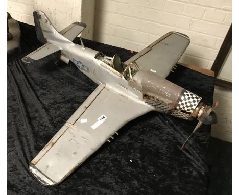 VINTAGE METAL 'MUSTANG' PLANE WITH MOTOR - 100 X 90CMS