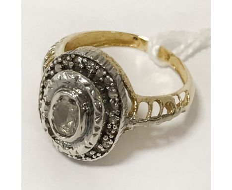 9CT GOLD OLD CUT DIAMOND RING - SIZE O