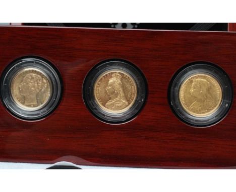 THE QUEEN VICTORIA PORTRAIT SOVEREIGN COLLECTION, 1886, 1892 and 1894, in perspex capsules, set No.378, certified by The Roya