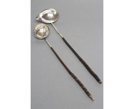 A LATE GEORGE III PUNCH LADLE, possibly Charles Hougham, London 1791, the single lipped oval bowl with prick and wrigglework 