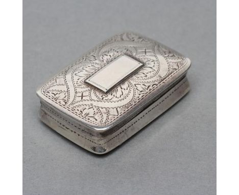 A WILLIAM IV SILVER VINAIGRETTE, maker Nathanial Mills, Birmingham 1831, of plain oblong form with bright cut foliate engravi