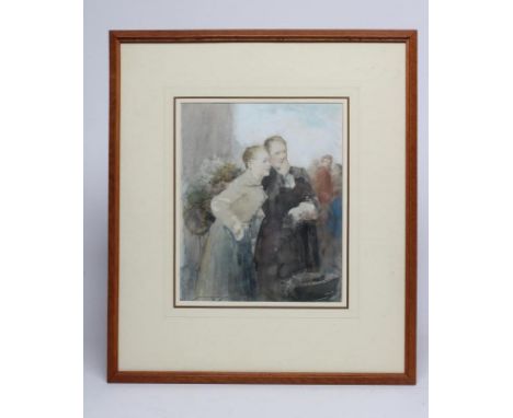 WILLIAM LEE HANKEY (1869-1952), Portrait of a Couple, watercolour and pencil signed 11 1/4" x 9 1/4", stained frame (subject 