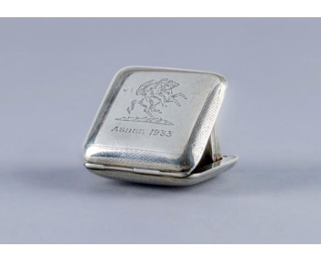 1932-1933 BODYLINE ASHES TOUR, an Art Deco silver cased travelling/fob watch, the wavy engine turned square dial with black A