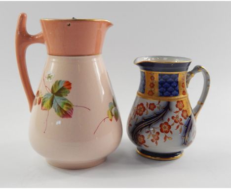A Moorcroft Macintyre Aurelian ware jug, lid lacking, of baluster form, floral decorated against a blue and gilt ground, M207