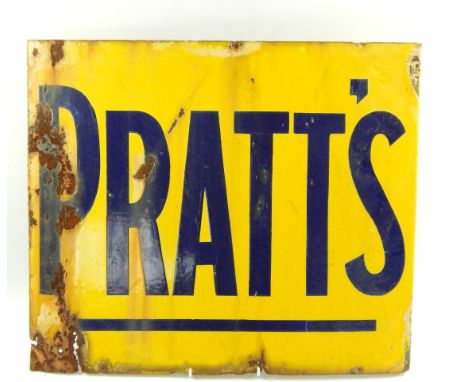 A Pratts two sided enamel sign, 46cm x 53cm.