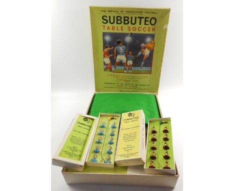 A Subbuteo table soccer game, Continental Club Edition, boxed, together with two boxed domestic teams, Manchester City and As