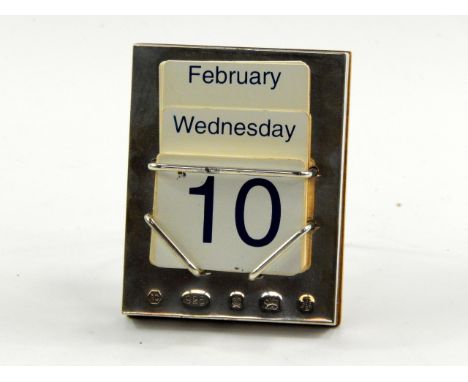 A silver backed perpetual calendar, with easel back support, Carrs, Sheffield 2000.