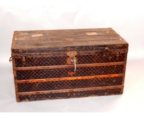 A Louis Vuitton travel trunk, No.39978, fully labelled and containing two tray inserts, 110cm wide, 58cm deep, 57cm high. Pro