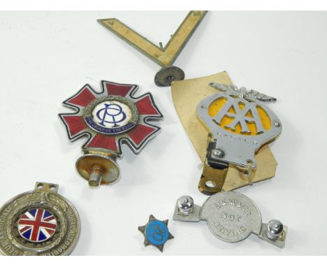 An Order Of The Road metal and enamel car badge, 1935-39, by Spencer, London, an AA badge, no 64016R, Royal Automobile Club A
