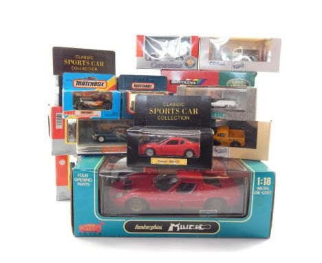 A quantity of Corgi and other die cast vehicles, boxed, comprising; a Lamborghini Miura, Landrover Freelander, Morris 1000 pi