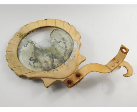 A 1930's Shell Mex wall bracket, to display pump contents, 26cm diameter.
