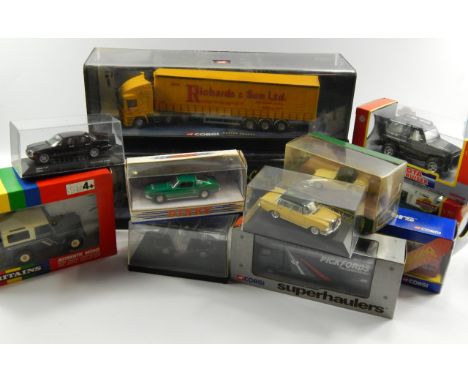 A quantity of Corgi lorries, scale 1:50, and other vehicles, boxed, comprising; ERF Lynx Express, Jack Richards, Castle Cemen