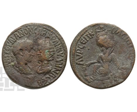 Gordian III and Tranquillina AE 31mm of Singara, Mesopotamia.. AD 238-244. Struck AD 243-4. AVTOK K M ANT ΓOPΔIANON CAB TPANK