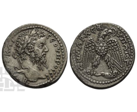 Septimius Severus BI Tetradrachm of Antioch, Seleucis and Pieria.. AD 193-211. Struck circa AD 202-204. AVT•KAI CЄOYHPOC•CЄ•B