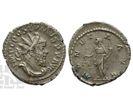 Postumus, Romano-Gallic Emperor AR Antoninianus.. AD 260-269. Treveri mint; struck AD 262-263. IMP C POSTVMVS P F AVG, radiat