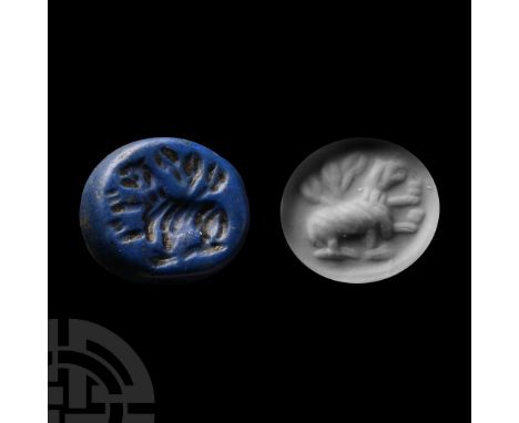 5th century B.C. Plano-convex with intaglio scene to underside, sheep in profile beside a tree; supplied with a museum-qualit