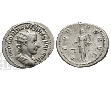 Gordian III AR Antoninianus.. AD 238-244. Rome mint; struck AD 239-240. IMP GORDIANVS PIVS FEL AVG, radiate, draped, and cuir