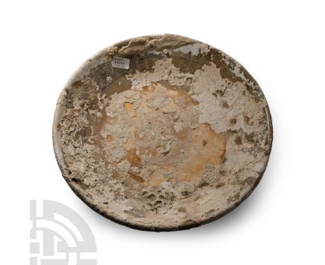 Early 19th century A.D. A large plate with gently sloping walls and thickened rim, a decorative band to the inner rim.  1.13 