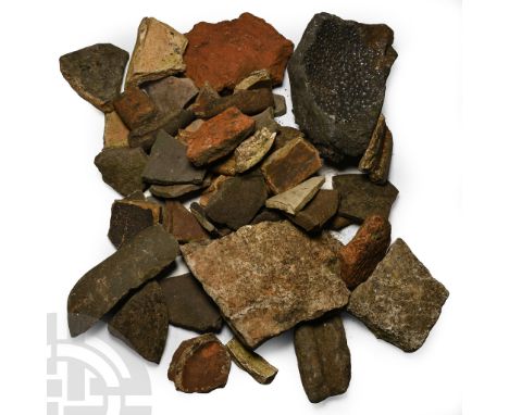 3rd-4th century A.D. Including fragments of tile, jug handle and other items.  4.41 kg total, 4.3-15 mm (15/8 - 5 7/8 in.). [