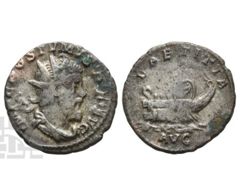 Postumus, Romano-Gallic Emperor AR Antoninianus.. AD 260-269. Treveri mint; struck AD 261. IMP C POSTVMVS P F AVG, radiate, d