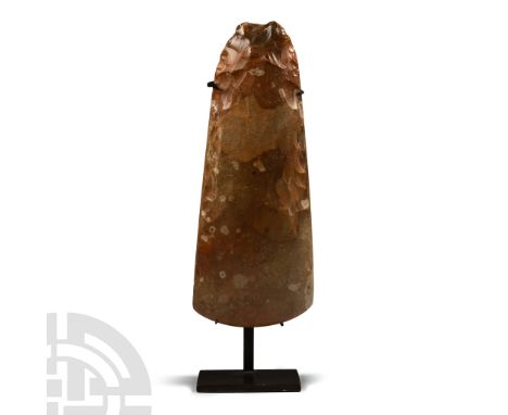 Rugen (Northern Germany), Nordic Neolithic Period, circa 4000-2000 B.P. Knapped and polished in fine honey-coloured flint, tr