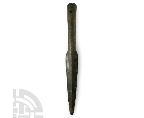 9th-7th century B.C. With ovate blade, strong midrib and socketted shaft with fastening holes. See Khorasani M.M., Arms and A
