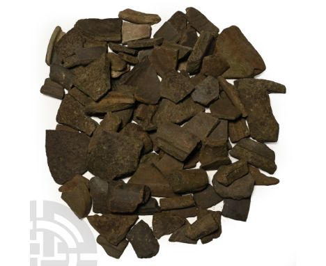 3rd-4th century A.D. Including fragments of bowl rim, sidewall and other elements.  3.81 kg total, 30-92 mm (1 1/4 - 3 5/8 in