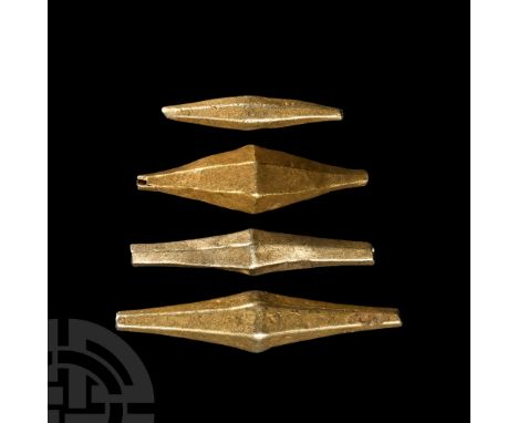 Circa 3rd millennium B.C. Group of large facetted biconical types. Cf. for the category of beads Grillo, K., Aultman, J., DAA