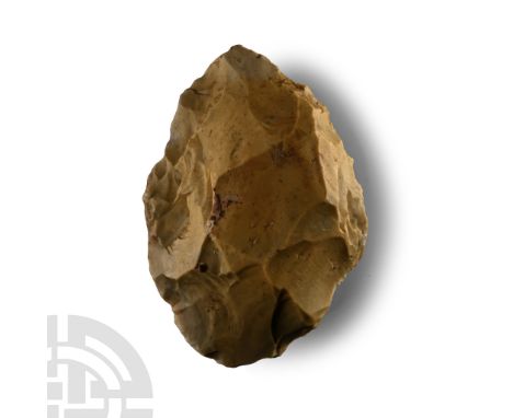 Lower Palaeolithic Period, circa 500,000-180,000 B.P. Oval handaxe of Wymer (1999) Type K, both ends taper to points with the