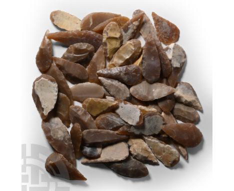 Neolithic Period, circa 6th-4th millennium B.P. Comprising mostly bifacial and uniface leaf-shaped and scaphoid flint and che