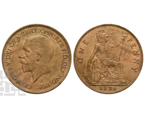 Great Britain. Windsor, George V AE Penny.. 1910-1936. London mint. Dated 1936. Designs by Bertram Mackennal and Leonard Char