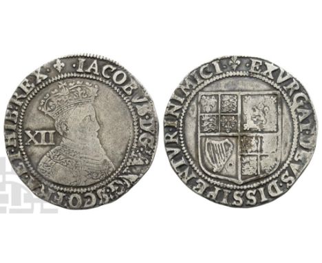 England. Stuart James I, AR Shilling.. 1603-1625. Tower (London) mint; i.m: lis / lis. First coinage; struck 1604-1605. (Lis)