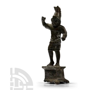 2nd-3rd century A.D. Figurine of Mars finely modelled as a mature bearded male figure and clothed in a tunic and muscled cuir
