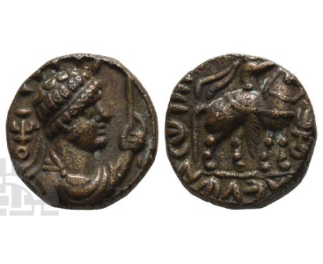 Kushan Empire, time of Kujula Kadphises to Vima Takto AE Didrachm.. AD 80-113. Uncertain (possibly Begram) mint. Soter Megas 