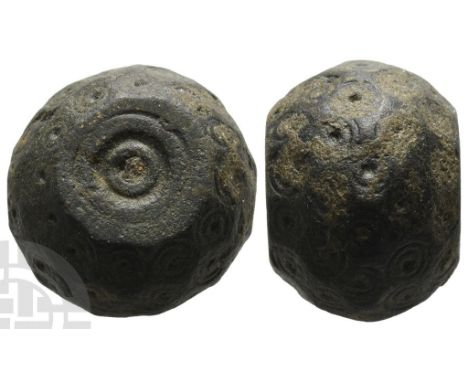 Islamic Polyhedral AE Weight of 20 Dirhams or 2 Uqiya.. Circa 10th-13th century AD. A flattened sphere doubly truncated in fo