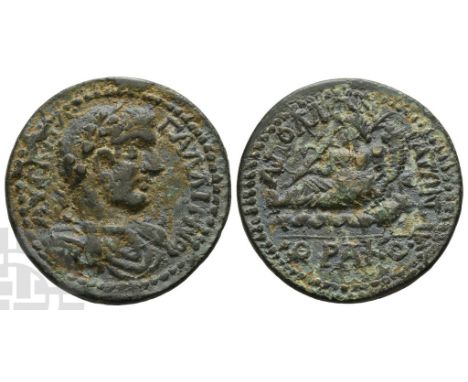 Gallienus AE 36mm of Apollonia-Mordiaeum, Pisidia.. AD 253-268. AYT • K • Π • Λ • ΓAΛΛIHNOC, laureate, draped and cuirassed b